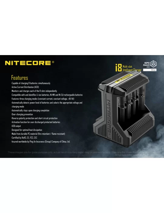 i8 8 slot charger for 18650 and AA AAA C D batteries–NITECORE BELUX
