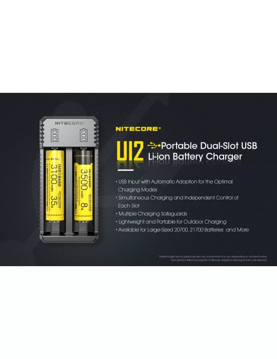 UI2 USB-oplader met 2 slots voor 18650 en 21700–NITECORE BELUX