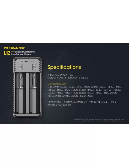 UI2 2 slot USB charger for 18650 and 21700–NITECORE BELUX