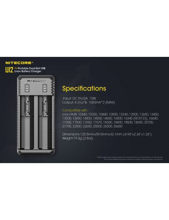 UI2 chargeur USB 2 slot pour 18650 et 21700