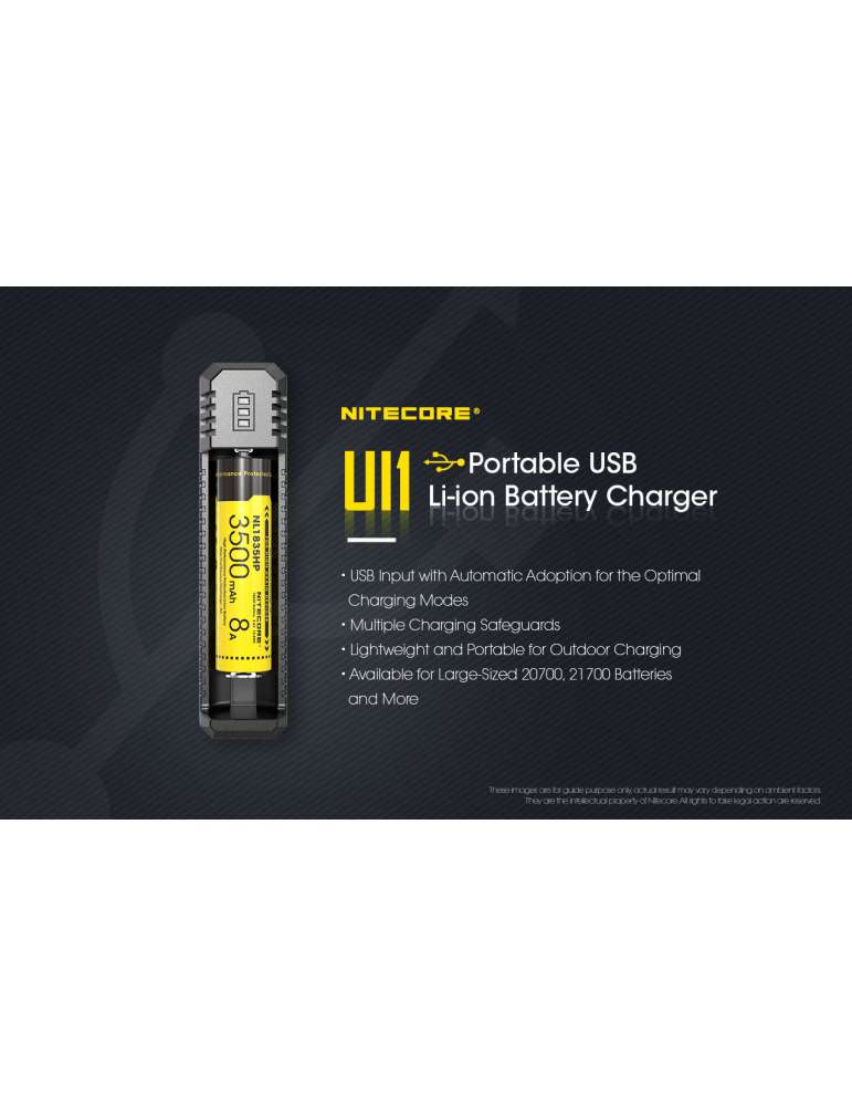 UI1 chargeur unitaire USB pour 18650 et 21700