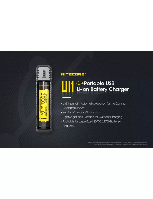 UI1 chargeur unitaire USB pour 18650 et 21700–NITECORE BELUX