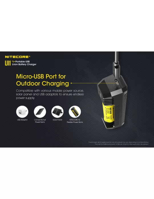 UI1 chargeur unitaire USB pour 18650 et 21700–NITECORE BELUX