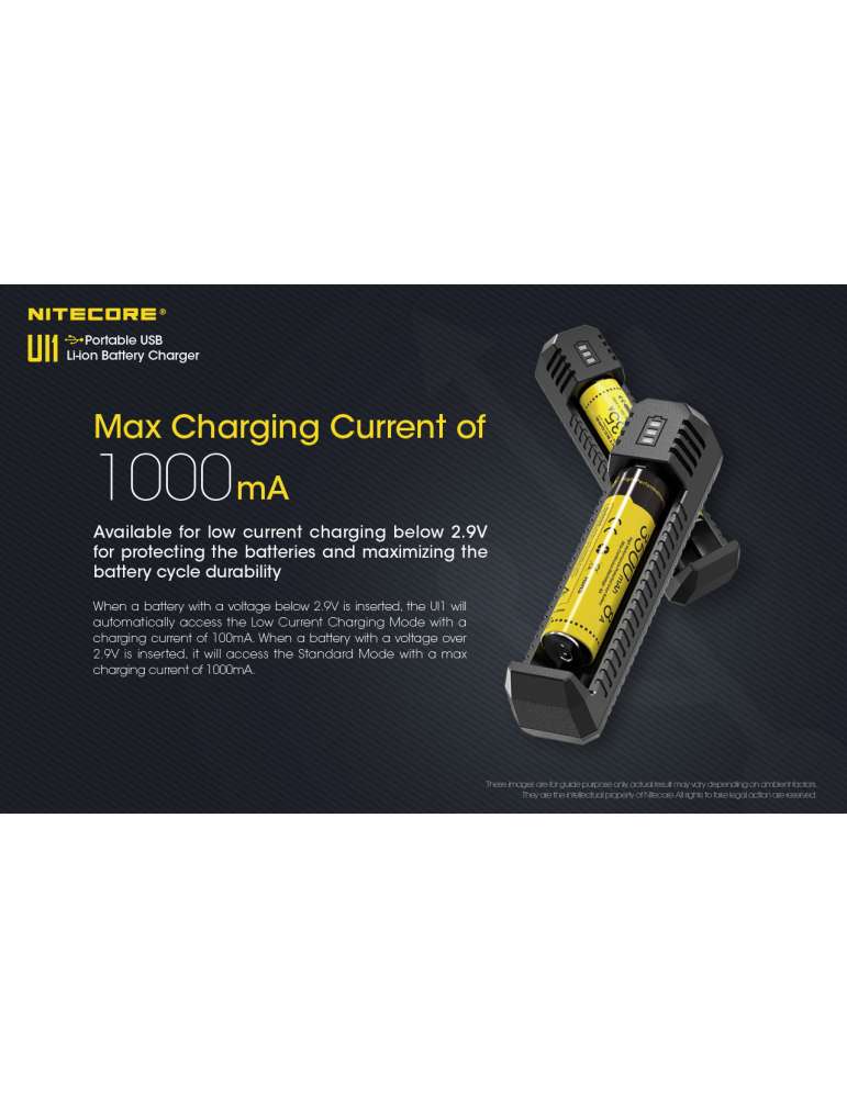 UI1 chargeur unitaire USB pour 18650 et 21700