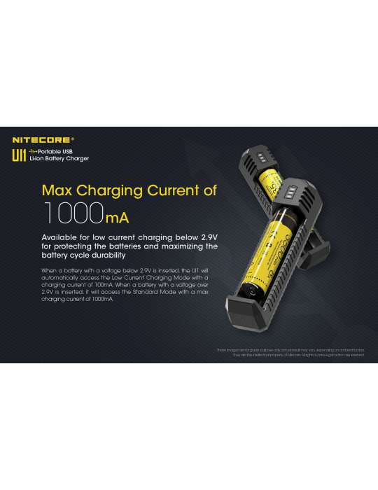 UI1 chargeur unitaire USB pour 18650 et 21700