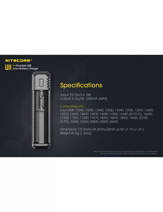 UI1 USB unit charger for 18650 and 21700–NITECORE BELUX