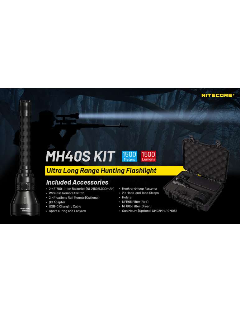 Kit de chasse MH40S filtre rouge vert interrupteur déporté 1500LM longue portée