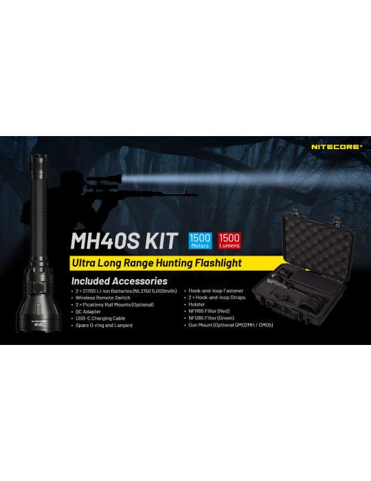 Kit de chasse MH40S filtre rouge vert interrupteur déporté 1500LM longue portée