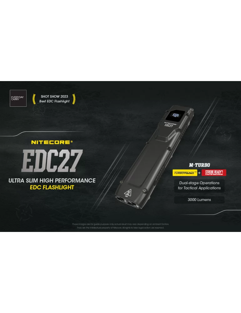 Nitecore EDC27 3000 Lumen USB Rechargeable Slim Body LED Flashlight  w/charger