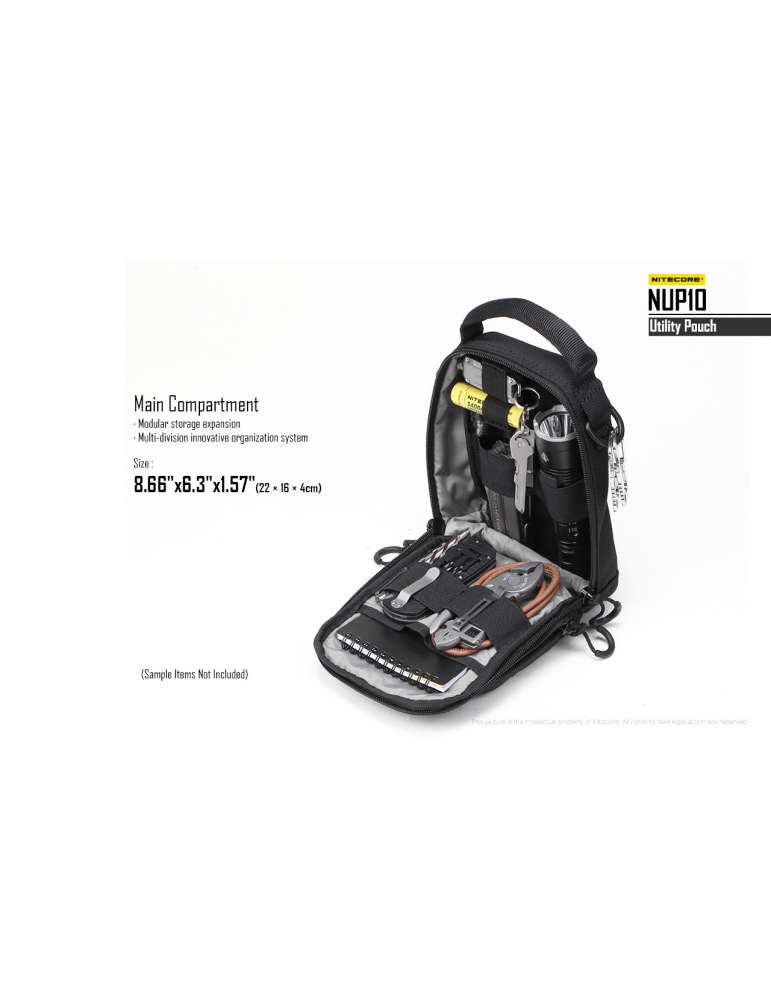 NUP10 pochette sac bandoulière noir système molle