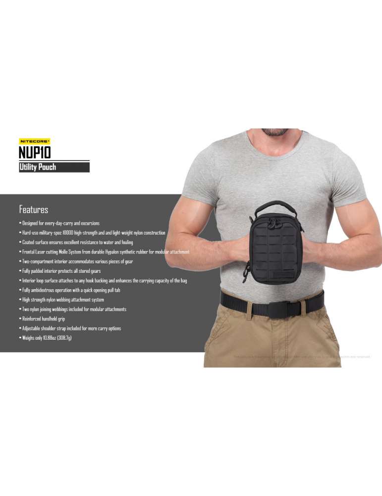 NUP10 pochette sac bandoulière noir système molle
