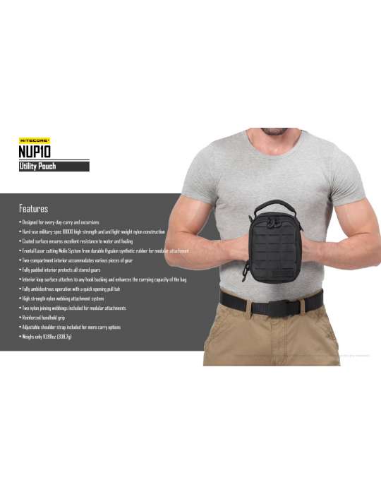 NUP10 pochette sac bandoulière noir système molle