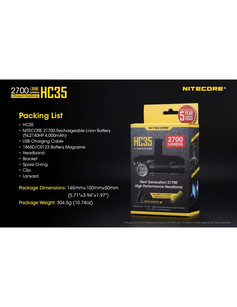 HC35 lampe frontale 2700LM magnétique