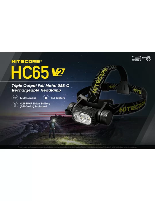 HC65 V2 headlamp 1750LM secondary red LED–NITECORE BELUX