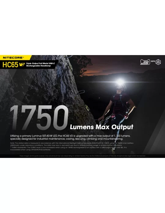 HC65 V2 koplamp 1750LM secundaire rode LED–NITECORE BELUX