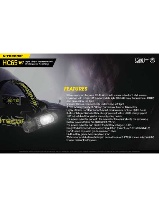 HC65 V2 headlamp 1750LM secondary red LED