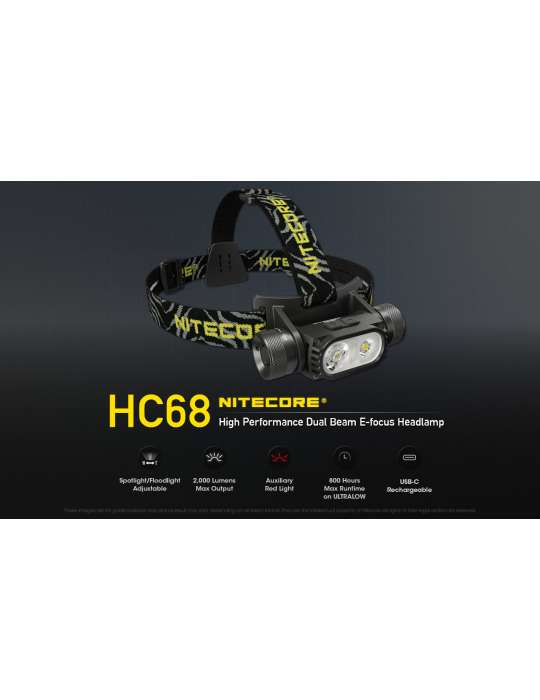 HC68 lampe frontale 2000LM LED rouge secondaire