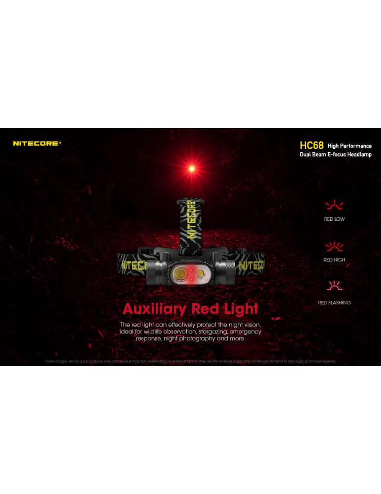 HC68 lampe frontale 2000LM LED rouge secondaire
