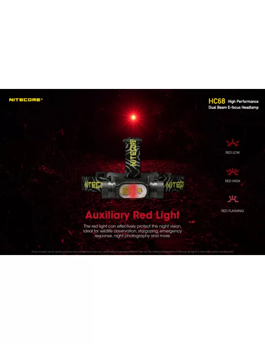 HC68 headlamp 2000LM secondary red LED–NITECORE BELUX