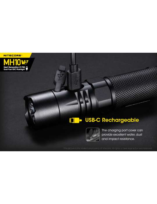 MH10V2 lampe torche 1200LM rechargeable USB