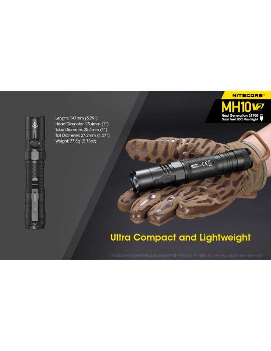 MH10V2 lampe torche 1200LM rechargeable USB
