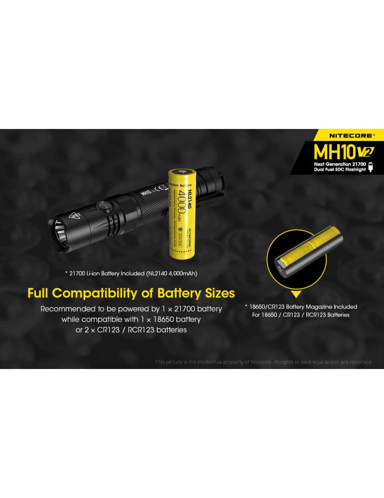 MH10V2 lampe torche 1200LM rechargeable USB