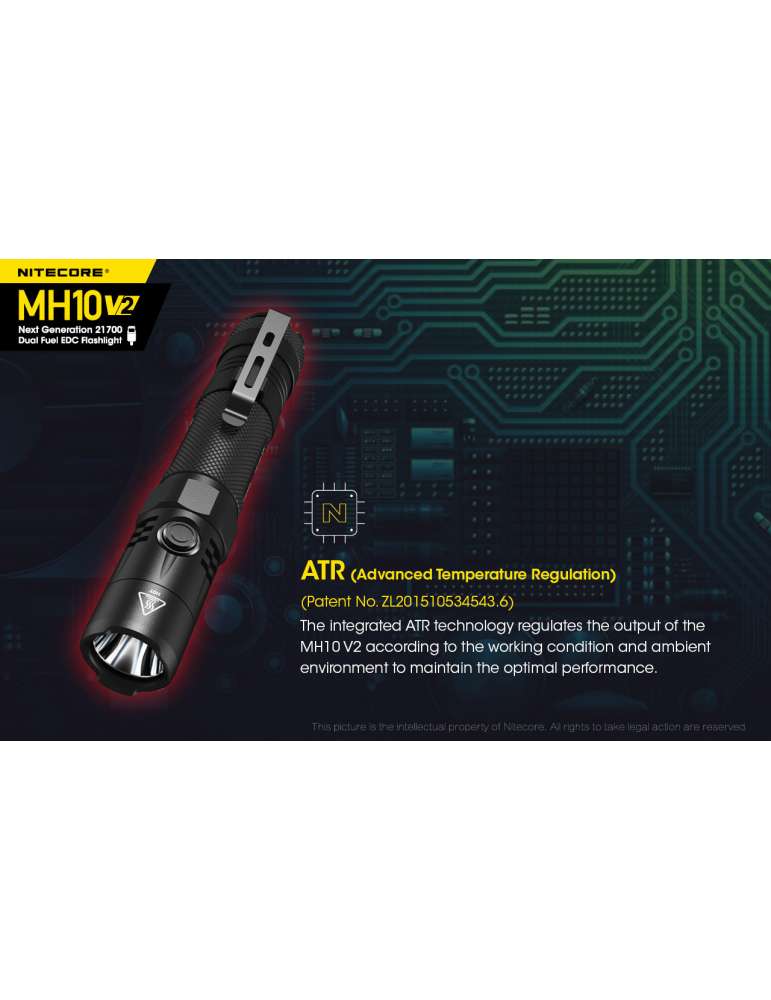 MH10V2 lampe torche 1200LM rechargeable USB