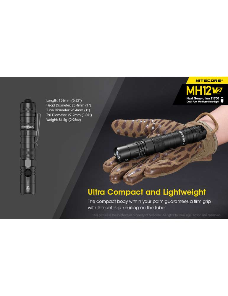 MH12V2 lampe torche rechargeable USB
