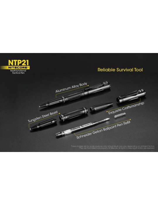 NTP21 stylo tactique aluminium noir