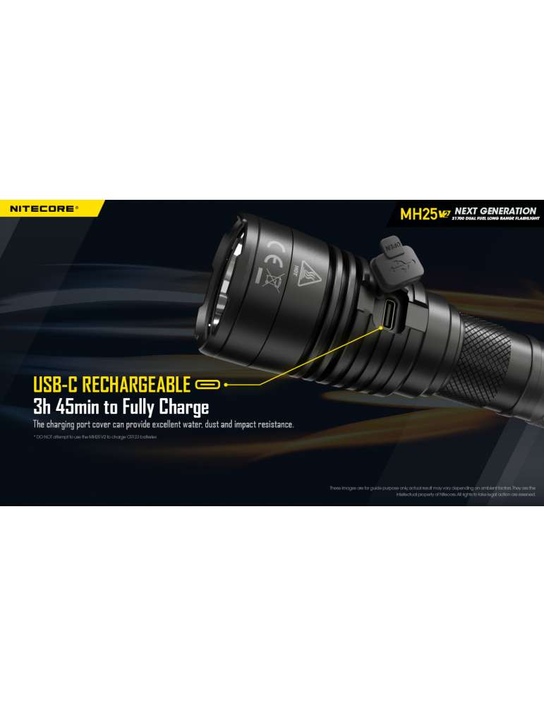 MH25V2 flashlight 1300LM rechargeable USB C