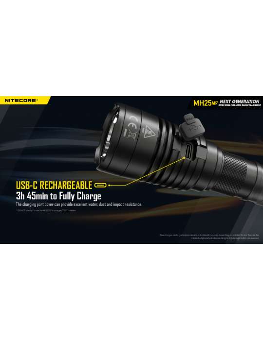 MH25V2 lampe de poche 1300LM rechargeable USB C