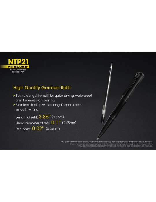NTP21 stylo tactique aluminium noir