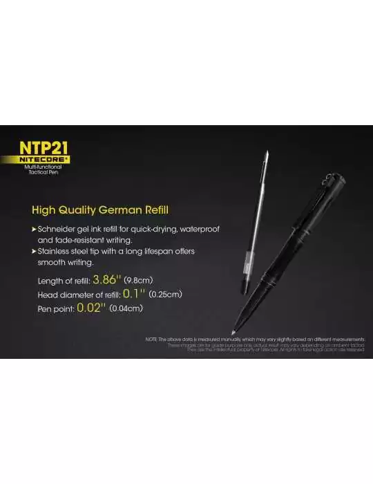 NTP21 stylo tactique aluminium noir–NITECORE BELUX
