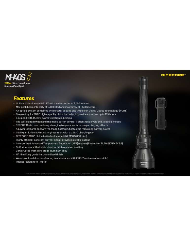 MH40S long range flashlight 1500m 1500LM rechargeable