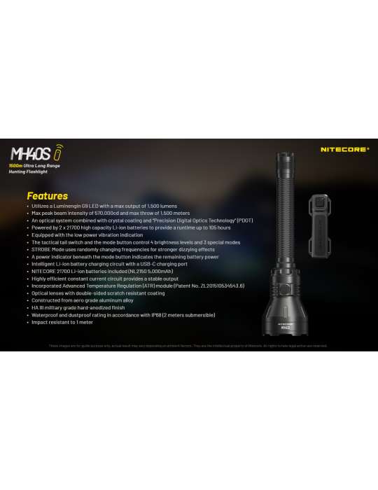 MH40S long range flashlight 1500m 1500LM rechargeable