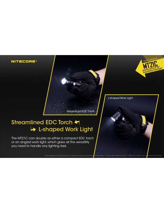 MT21C lampe de poche aimantée tête inclinable 1000LM