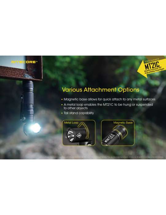 MT21C magnetic flashlight tilting head 1000LM