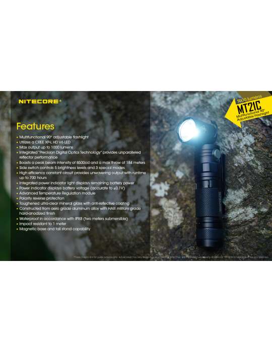 MT21C lampe de poche aimantée tête inclinable 1000LM