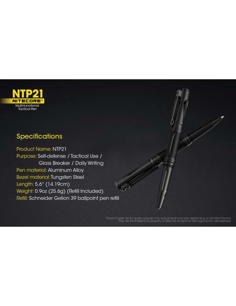 NTP21 stylo tactique aluminium noir