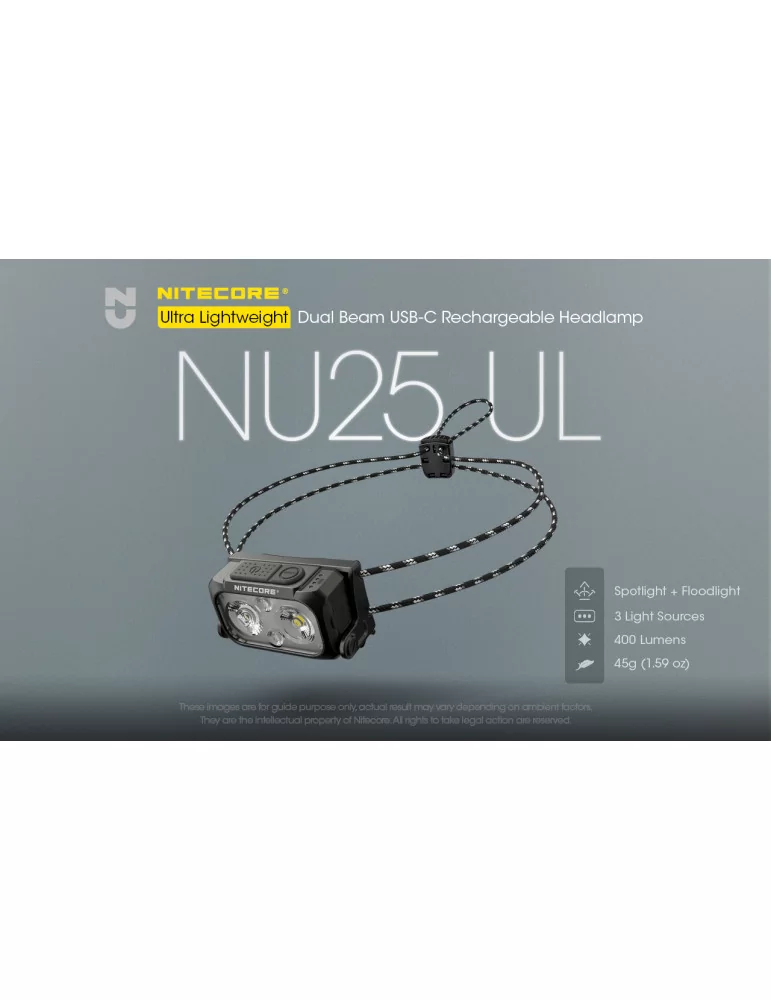 NU35 lampe frontale 460LM rechargeable USB compatible pile AAA