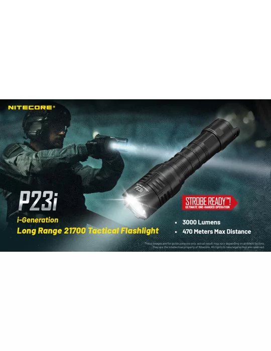 P23i tactical flashlight 3000LM rechargeable strobe ready–NITECORE BELUX