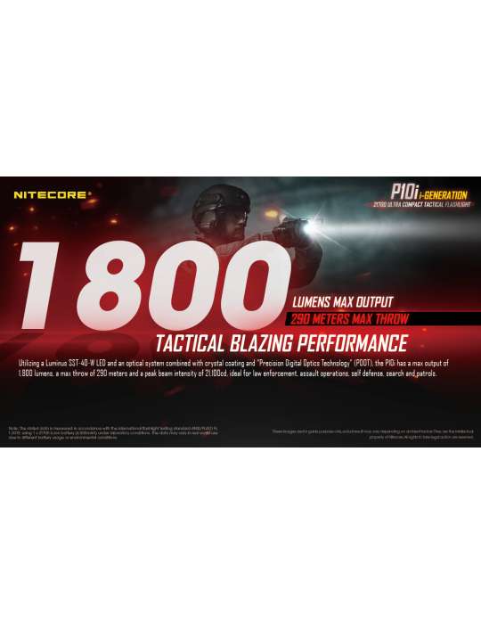 P10i tactical flashlight 1800LM strobe ready