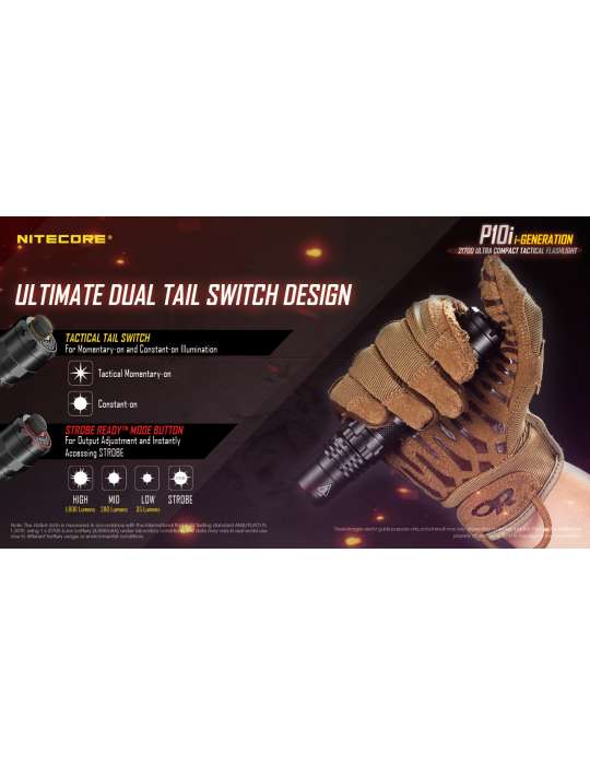 P10i tactical flashlight 1800LM strobe ready