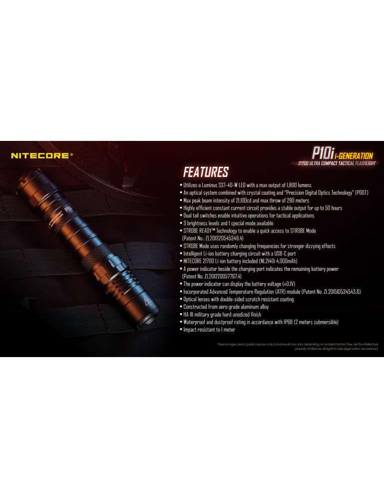 P10i lampe tactique 1800LM strobe ready