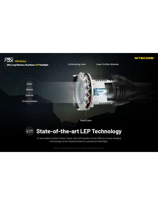 P35i lampe de recherche champ large 3000LM 1650m