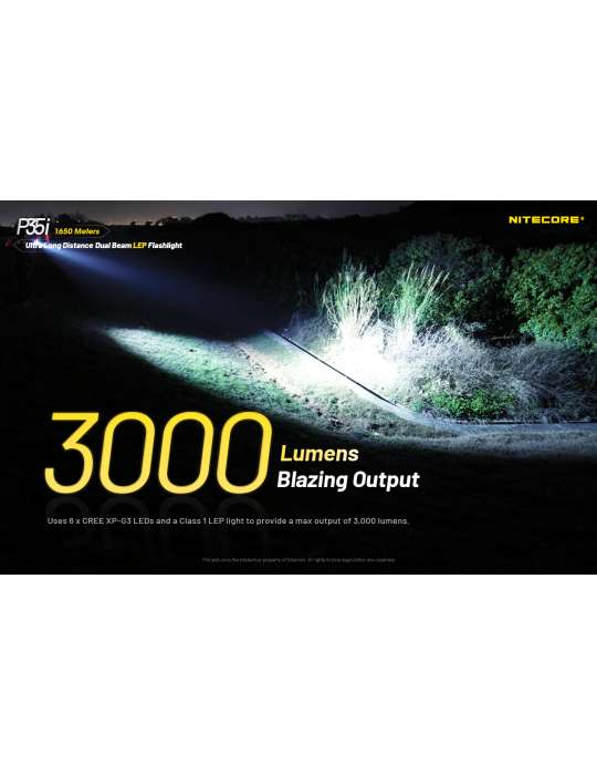 P35i lampe de recherche champ large 3000LM 1650m