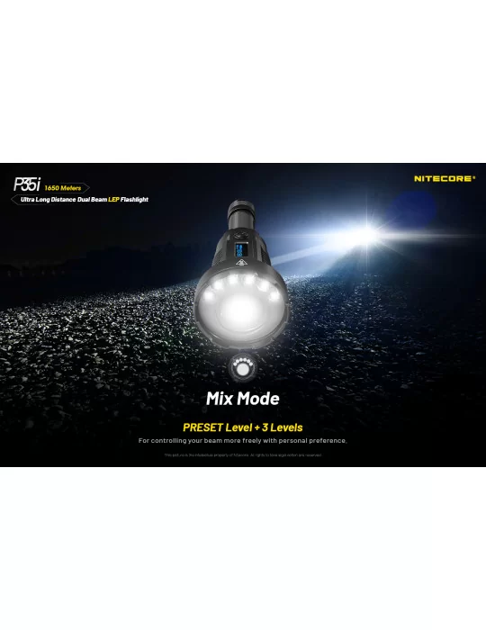 P35i lampe de recherche champ large 3000LM 1650m–NITECORE BELUX