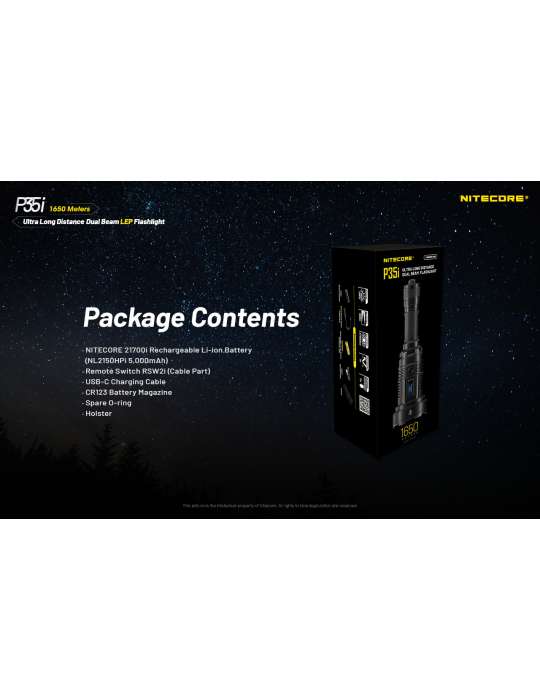 P35i lampe de recherche champ large 3000LM 1650m