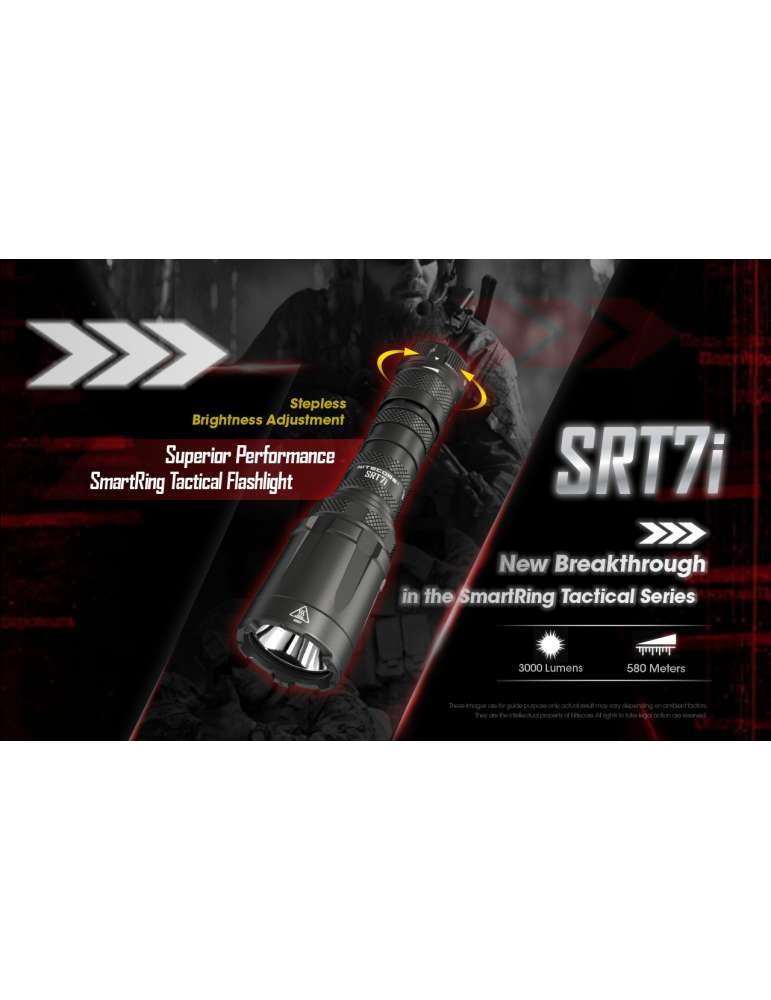 SRT7i lampe tactique longue portée dimmable 3000LM avec strobe