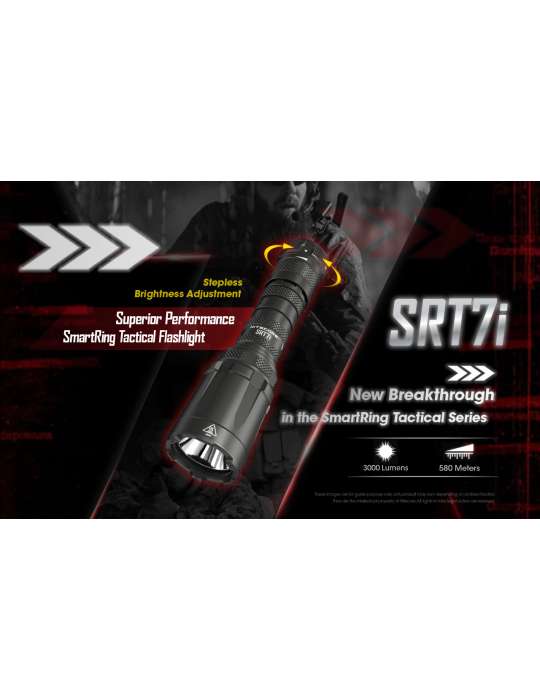 SRT7i lampe tactique longue portée dimmable 3000LM avec strobe